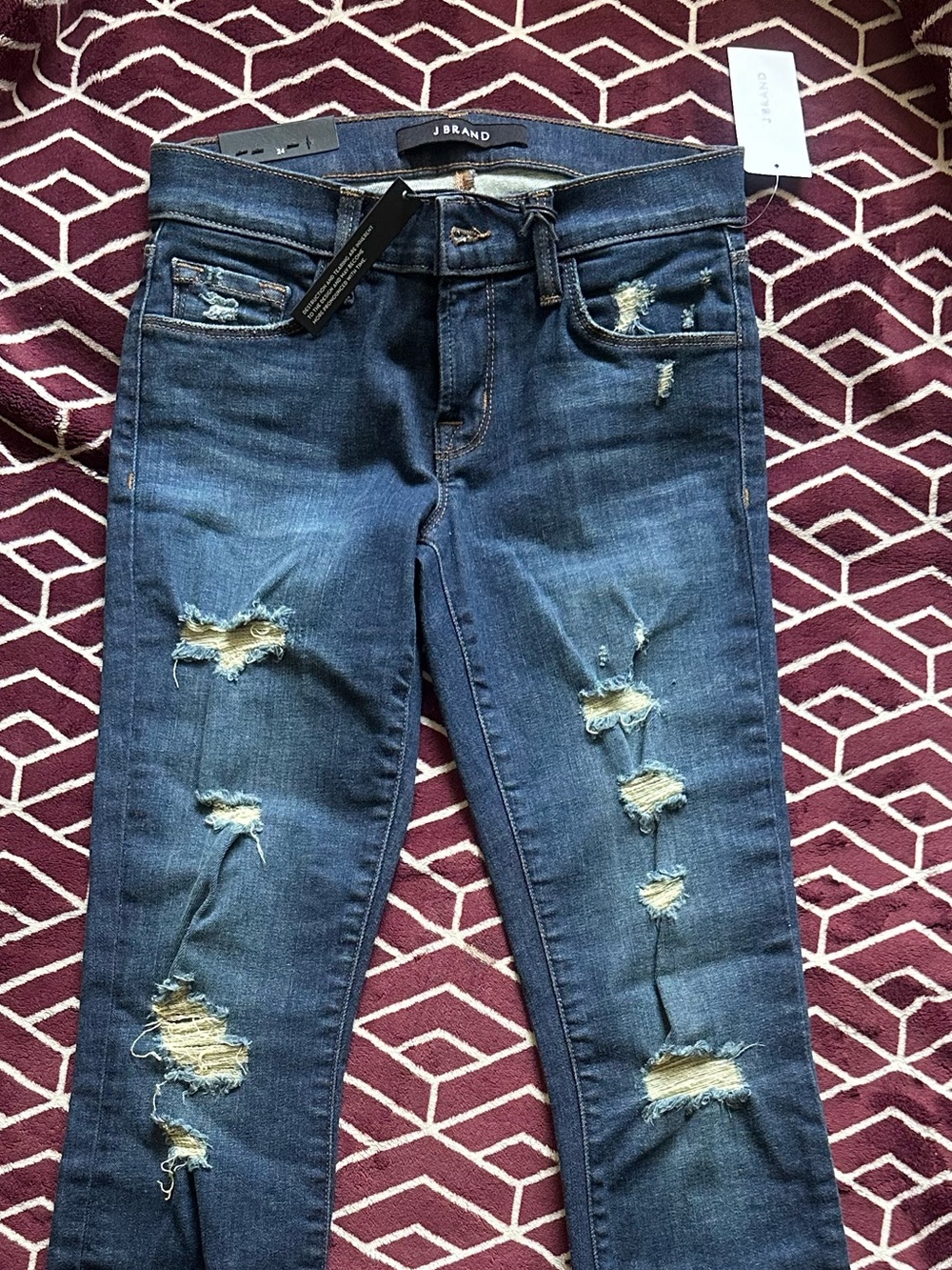 J Brand Skinny Distressed Jeans - Medium Blue - Picture 9 of 9